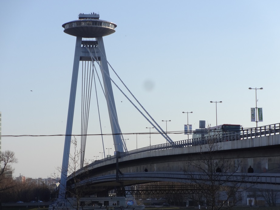 UFO Bridge, which they advertise as "just like the Space Needle in Seattle!"  Bratislava