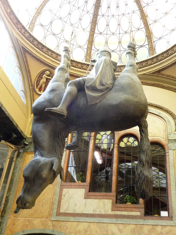 Another sculpture that my tour guide found hilarious because of its subversive nature. She pointed out that it is in a public building, so the government can't order it to be removed. Prague